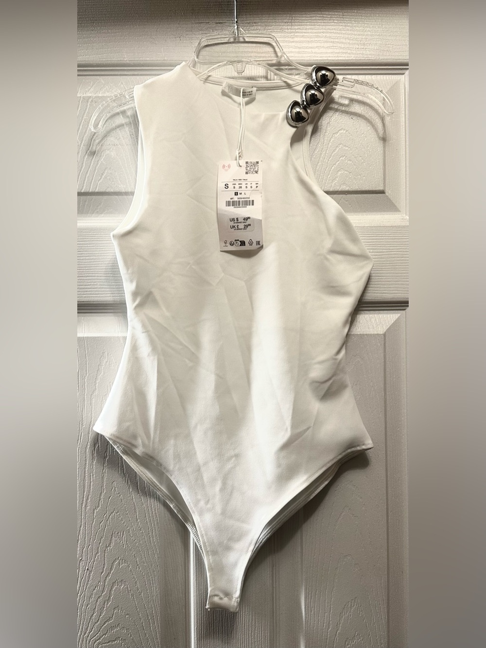 Zara White Women’s Sleeveless Bodysuit - Brand: